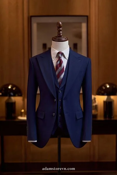 Áo vest xanh tím than pastel cổ ve nhọn 2 khuy- AV411