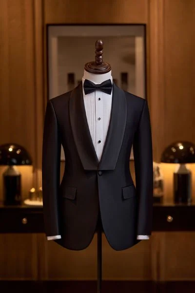 Áo Vest Đen Vân Cổ Sam Vuông 1 hàng khuy The Tuxedo - TXV209CSV