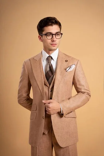 Áo vest nâu đất cổ ve nhọn 1 hàng khuy - AVTN06